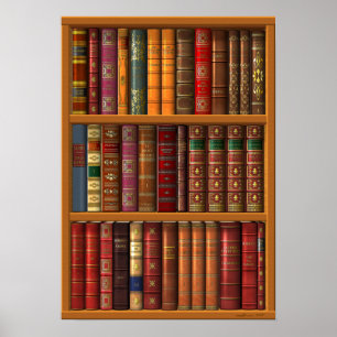 Póster Trompe - l ' oeil "biblioteca francesa".