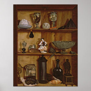 Póster Trompe l'Oeil con una estatuilla de Hércules