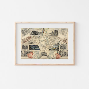 Póster Trompe l'oeil de un mapa de Italia   P. Verburght