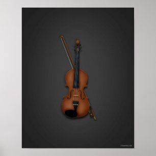 Póster Trompe L'oeil Violin & Bow