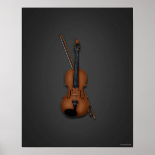 Póster Trompe L'oeil Violin & Bow