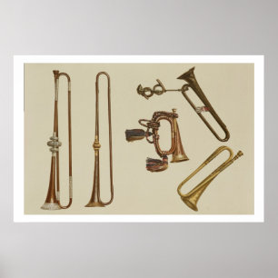 Póster Trompeta de caballería, un bugle, una trompeta dor