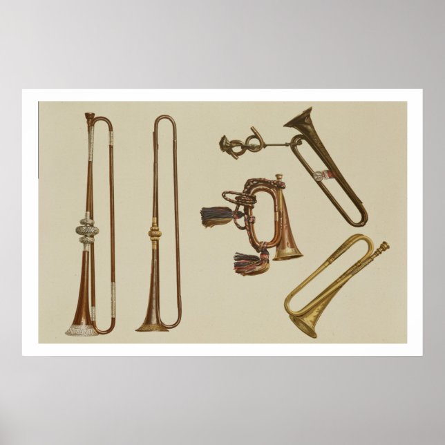 Póster Trompeta de caballería, un bugle, una trompeta dor (Frente)