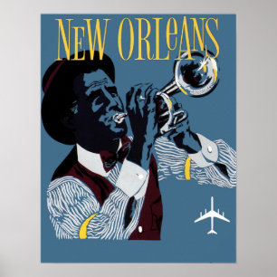 Póster Trompeta del jazz del viaje de New Orleans del