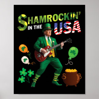 Póster Trompeta Tocando Guitarra Shamrockin En Los Estado