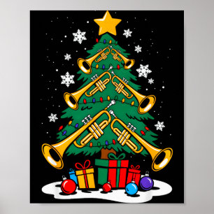 Póster Trompetista de Navidad Árbol de Navidad Música Div