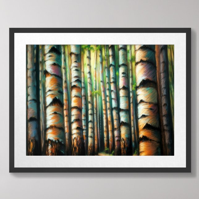 Póster Troncos del bosque de Birch Tree de dibujo Pastel (Subido por el creador)