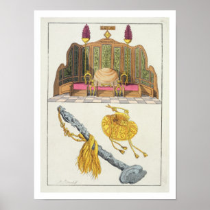 Póster Trono de un emperador chino, cetro y gorro de yo-y