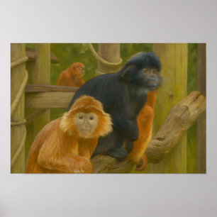 Póster Tropa de monos nubosos de oro en Woodland