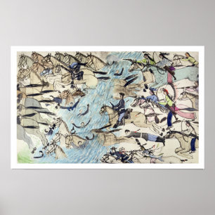 Póster Tropas cruzadas por el río (tinta sobre perilla)