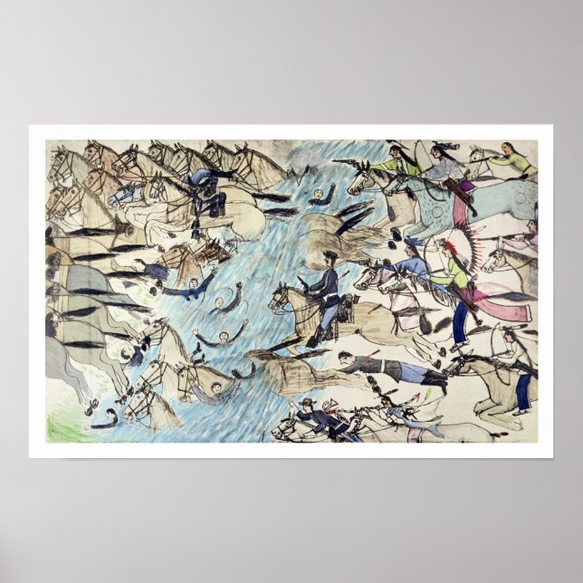 Póster Tropas cruzadas por el río (tinta sobre perilla) (Frente)