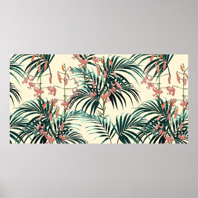 Póster Tropical background with jungle plants. Seamless t (Frente)