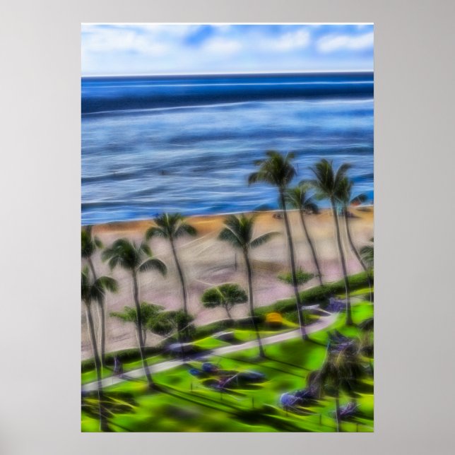 Póster Tropical Beach Vacation Sun y Sand Maui Hawaii (Frente)