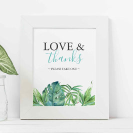 Póster Tropical Beach Wedding Favors Sign