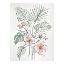 Tropical Botanical Line Art Wall Print