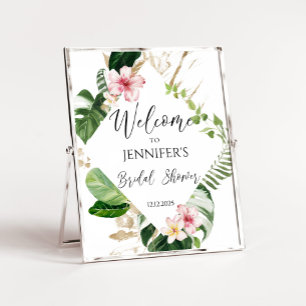 Póster Tropical bridal shower welcome sign