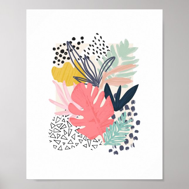 Póster Tropical Collage Colourful Artwork (Frente)