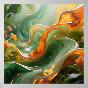 Póster Tropical Esmeralda Ámbar Remolino