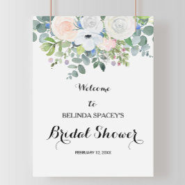 Póster Tropical Eucalyptus Greenery Bridal Shower Welcome