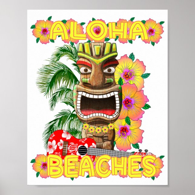 Póster Tropical Funny Aloha Bebe Hawai Tiki (Frente)