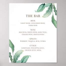 Póster Tropical greenery foliage wedding alcohol drinks