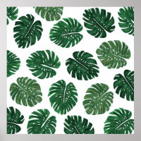 Tropical Hand Painted Swiss Cheese Plant Leaves