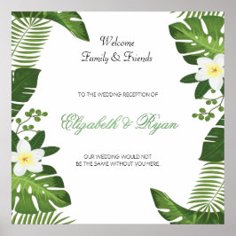 Póster Tropical Island Botanical  Wedding Welcome