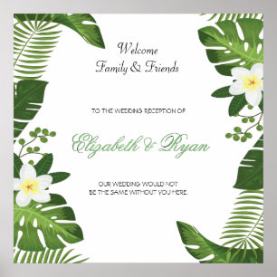 Póster Tropical Island Botanical Wedding Welcome