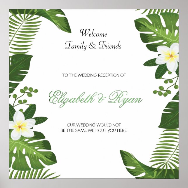 Póster Tropical Island Botanical  Wedding Welcome (Frente)