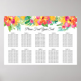 Póster Tropical Island Floral Wedding Seating Chart