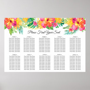 Póster Tropical Island Floral Wedding Seating Chart
