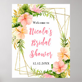 Póster Tropical Jungle Floral Bridal Shower Welcome