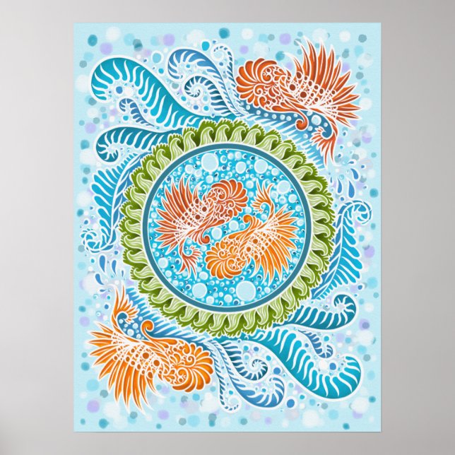 Póster Tropical Koi Mandala | Vibrante Ocean Zen Art (Frente)