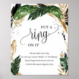 Póster Tropical leaves hawai put a ring on it sign game