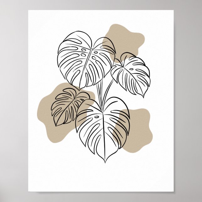 Póster Tropical Minimalist Plant Line Art  (Frente)