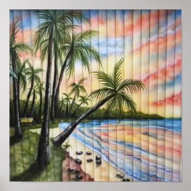 PÓSTER TROPICAL PALM TREES BEACH BLINDS (Frente)