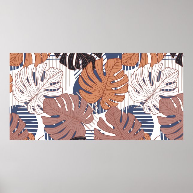 Póster Tropical pattern with exotic monstera leaves seaml (Frente)