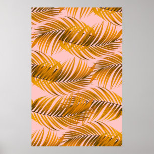 Póster Tropical Realistic Leaves Pattern Trendy Fashion C