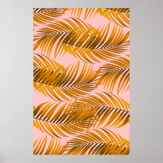 Póster Tropical Realistic Leaves Pattern Trendy Fashion C (Frente)