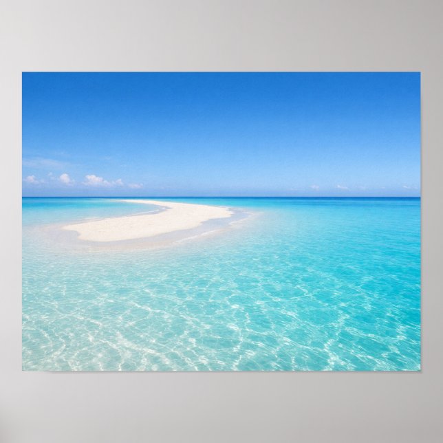 Póster Tropical Sandbar Turquoise Ocean Poster (Frente)