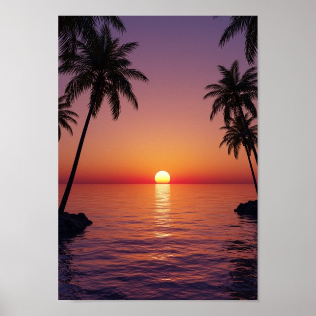 Póster Tropical Sunset Beach Poster (Frente)