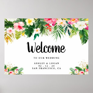 Póster Tropical Wedding Welcome Sign
