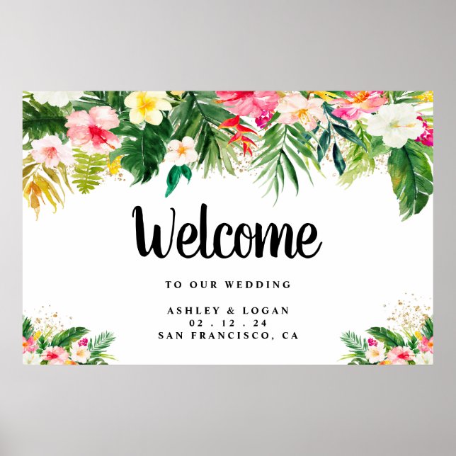 Póster Tropical Wedding Welcome Sign (Frente)