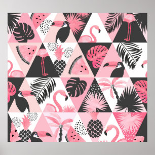 Póster Trópico de retazos: sandía de Flamingo sin soldadu