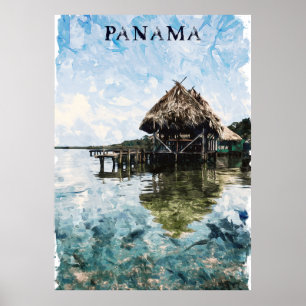 Póster Trópico Panamá Bocas Del Toro Viaje Vintage