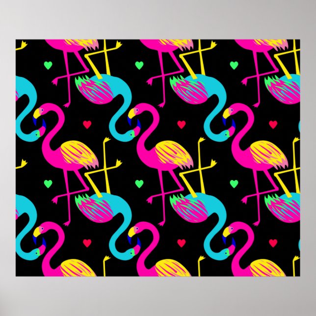 Póster Trópico vivo, hawaiano exótico patrón sin fisuras  (Frente)