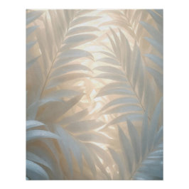 Póster Trópicos blancos, hojas de palma acuarela