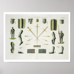 Póster Trozos separados de la armadura de un caballero, p