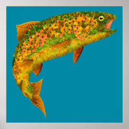 Póster Trucha arco iris de hoja de lápiz 2