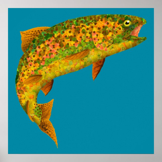 Póster Trucha arco iris de hoja de lápiz 2 (Frente)